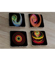 Radyal Renkli Tasarımlar Doğal Taş Bardak Altlığı 4'lü set - Natural Stone Coasters