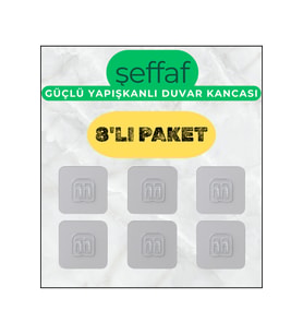Şeffaf Yapışkanlı Mutfak Banyo Duş Kancalı Askı