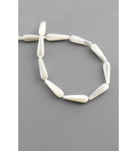 Sedef Doğal Taş Parlak Beyaz Damla Kesim 6x20mm Dizi [AA]