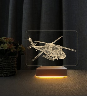 3D Helikopter Tasarımlı Kişiye Özel İsimli Led Masa Lambası Doğum Günü Hediyesi Lamba