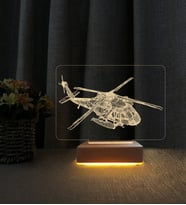 3D Helikopter Tasarımlı Kişiye Özel İsimli Led Masa Lambası Doğum Günü Hediyesi Lamba