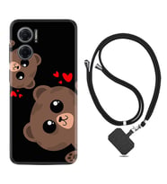 Xiaomi Redmi Note 11E Kılıf Silikon Boyun Askılı İpli Desenli Silikon Love Animals 1780