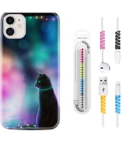 Apple iPhone 11 12 13 Mini Kılıf Kablo Koruma Spiral Silikon Window Cat 1787