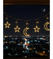 Büyük Ay Yıldız LED Ramazan Süsü Sıcak Beyaz Dekoratif Işık