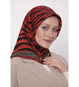 Kristal Eşarp - 06102 (Siyah-Kırmızı)