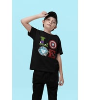 Love Yazılı Avengers Tasarım Kahramanlar Baskılı Unisex Film Çocuk Tişört (1-12 Yaş)
