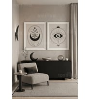 Gizemli Minimalizm 2'li Ahşap Çerçeveli Tablo Seti