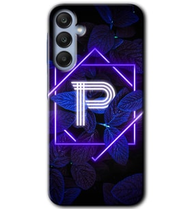 Galaxy A25 Kılıf HD Desen Baskılı Kılıf - Dark Neon Yaprak P Harfi