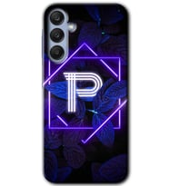 Galaxy A25 Kılıf HD Desen Baskılı Kılıf - Dark Neon Yaprak P Harfi