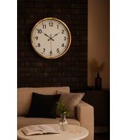River World Duvar Saati 52 cm  Metal Standart Gold