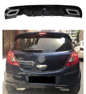 Opel Corsa D Egzoz Görünümlü Difüzör 🚘  Dayanıklı Plastik, Sportif Tasarım, Kolay Montaj (Standart)