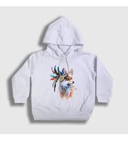 Presmono Unisex Çocuk Beyaz Indian Kızılderili Fox Tilki Kapüşonlu Sweatshirt 367862tt
