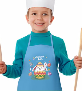 BK Gift Kişiye Özel Paskalya Bayramı Mavi Çocuk Mutfak Önlüğü-15
