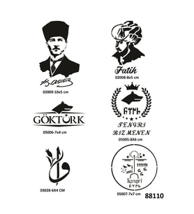 Fatih Atatürk 6 Adet Geçici Dövme Şablonu Spreysiz Sadece Stencil