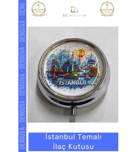 #İlaçKutusu Model 2 Hediyelik Taşınabilir 3 Bölmeli Kapaklı Sağlık Aksesuarı İstanbul Temalı İlaç Ku
