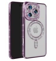 Newface Apple iPhone 16 Pro Max Kılıf Joke Simli Magneticsafe Kılıf - Derin Mor