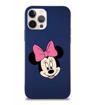 Apple iPhone 12 Pro Soft Premier Kapak Minnie Mouse-C Tasarımlı Silikon Kılıf - Lacivert (Şeffaf)