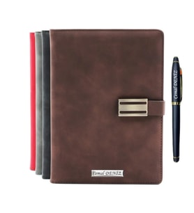 Kişiye Özel Metal Klipsli Premium Defter ve Roller Kalem Seti - Renk Seçenekli