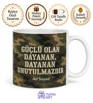 Kamuflaj Desenli Baskılı Kupa Bardak Hediye Askeri Desen Porselen Mug
