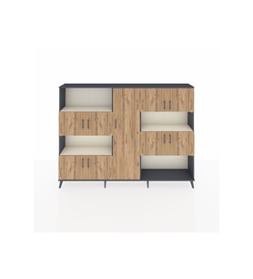 Arges Dolap 10 Raflı 9 Kapaklı 220x30x163 Antrasit-Çam/Aytaşı