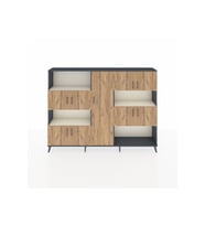 Arges Dolap 10 Raflı 9 Kapaklı 220x30x163 Antrasit-Çam/Aytaşı