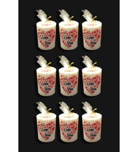 Adalinhome 9 cm Silindir Mum 9'lu Set Kalp Desenli