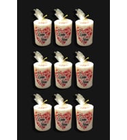 Adalinhome 9 cm Silindir Mum 9'lu Set Kalp Desenli