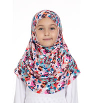 Bebe Mavisi Pratik Hazır Geçmeli Genç Tesettür Bone Jakar Desenli Pileli Kendinden Boneli 2407_11