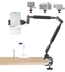 22 "Sihirli Kol w Masa C Kelepçe, Mic Boom Kol Eklemli Üstten Kamera Dağı 1/4 "3/8" ARRI için Konular, Telefon Mikrofon Webcam Eylem Kamera Video Işık için Masaüstü Standı Tutucu UA057