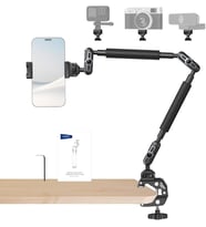 22 "Sihirli Kol w Masa C Kelepçe, Mic Boom Kol Eklemli Üstten Kamera Dağı 1/4 "3/8" ARRI için Konular, Telefon Mikrofon Webcam Eylem Kamera Video Işık için Masaüstü Standı Tutucu UA057