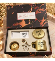 BK Gift Kişiye Özel İsimli Gold Kahve Fincanı & Mum & MDF Altlıklı Dekor & Anahtarlık - Hediye Kutulu Gold Set-4