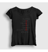 Presmono Kadın Beyaz Sins Movie Seven Se7en T-Shirt 539971tt (Siyah)