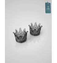 Royal Crown  2 'li Mumluk ve Tealight Mum Tutucu (Füme)