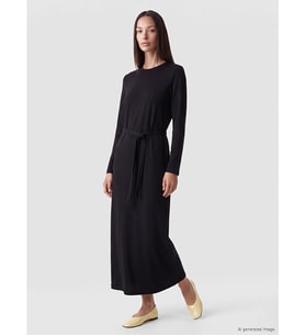 LCW EVERYDAY Siyah Soft Touch Beli Kuşaklı Elbise