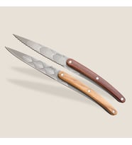 2 Deejo Paring Knives, Olive and Coral Wood / Art Deco Bıçak Seti (Kahverengi)