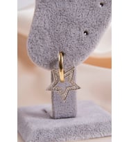 Zirkon Taşlı Sallantılı Yıldız Küpe Silver-Gold Anti Alerjik 925 Ayar Gümüş