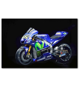 Cakatablo Yamaha Eneos Mavi Yarış Motorsikleti Karanlık Arkaplan MDF Tablo