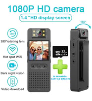 HD 1080 WİFİ VÜCUT KAMERASI + 32GB HAFIZA KART İLE BİRLİKTE (GECE GÖRÜŞLÜ VİDEO VE SES KAYDEDİCİ )