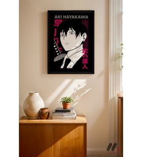 Chainsaw Man Aki Hayakawa Poster, Siyah Çerçeveli Duvar Tablosu - Anime Severlere Özel
