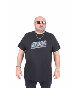 Starbattal Erkek Büyük Beden Sıfır Yaka Tişört Sport 25162 SIYAH