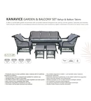 KANAVİÇE BAHÇE ve BALKON TAKIMI (3+1+1+2P) (Koyu Gri)