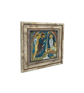 Kapadokya Göreme Karanlık Kilise Freski - La zarus'un Dirilişi Baskılı Taş Tablo 25X25