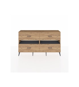 Arges Konsol 2 Raflı 4 Çekmeceli  176x30x99 Çam-Antrasit/Çam
