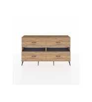 Arges Konsol 2 Raflı 4 Çekmeceli  176x30x99 Çam-Antrasit/Çam