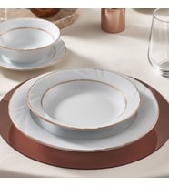 GÜRAL PORSELEN Soprano 6 Adet 19 Cm Çukur Yemek Tabağı Mat Altın Yaldız