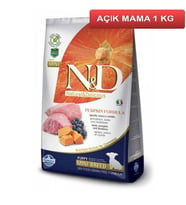 ND Tahılsız Balkabaklı Kuzu Etli Küçük Irk Köpek Maması 1 Kg AÇIK