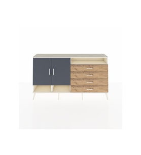 Arges Konsol 5 Raflı 4 Çekmeceli 2 Kapaklı 176x30x99 Aytaşı-Antrasit/Çam