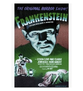 Frankenstein Film Afişi Yeşil Tablo Ahşap Poster Dekoratif
