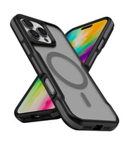 iPhone 16 Pro Max Kılıf M-safe Şarj Özellikli Renkli Kenar Airbag Şeritli Lamer Kapak (Gri)