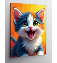 Kanvas Tablo Sevimli Ve Neşeli Kedi